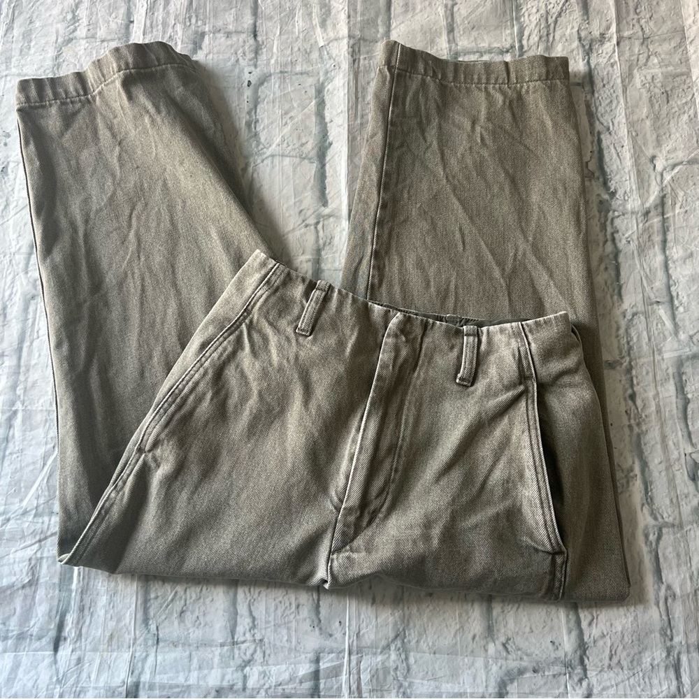 Uniqlo Denim Straight Pants Gray Green High Rise